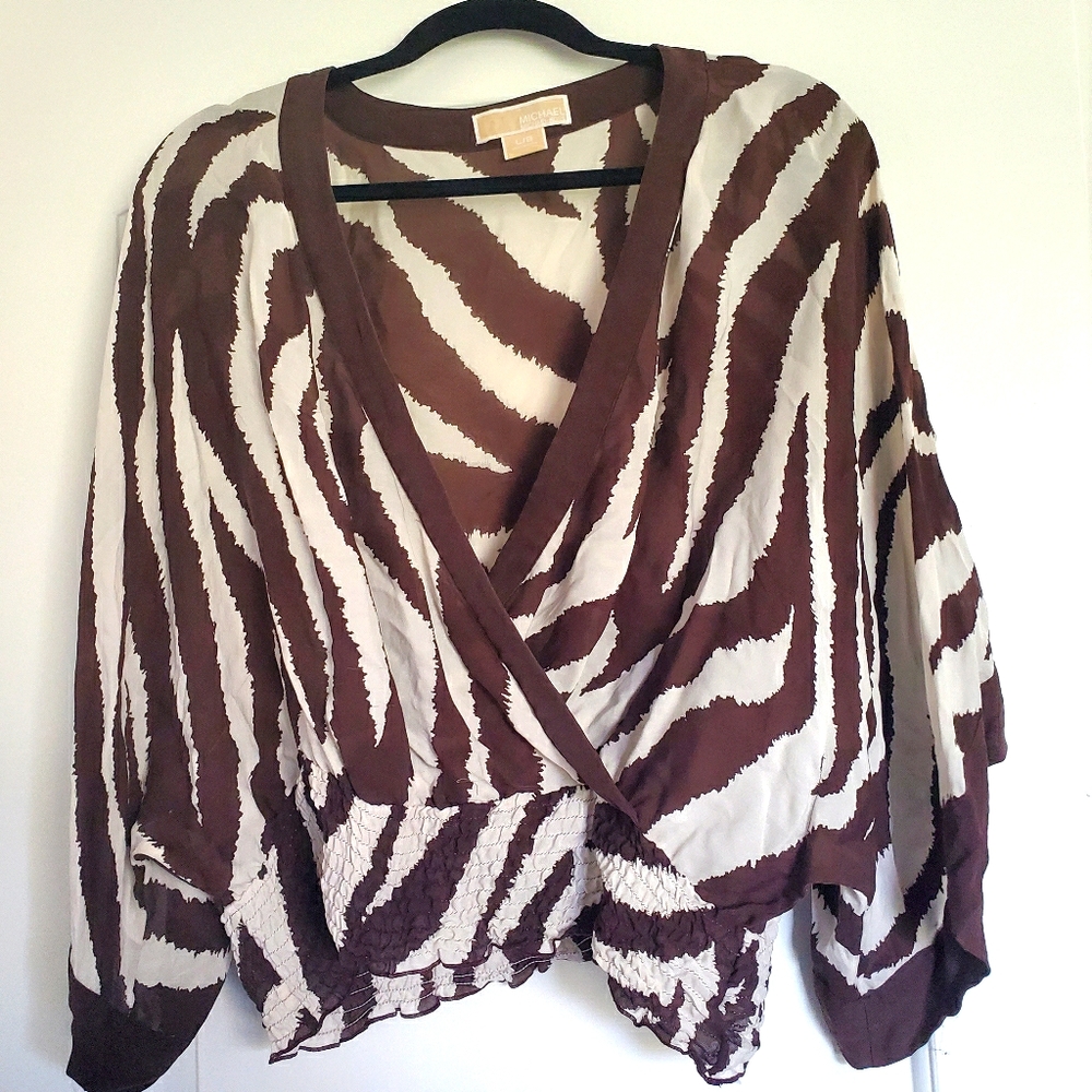 Zebra batwing faux wrap top